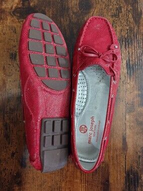 Marc Joseph New York Red Leather Driving Loafers Size 7.5